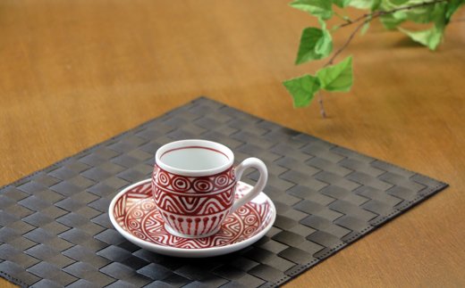 【伊万里焼】伊万里陶苑 朱三島珈琲碗 070-H604