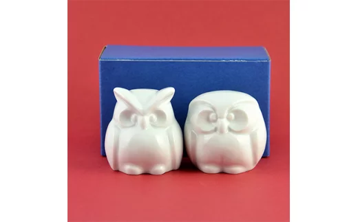 【伊万里焼】ふくろう2個セットインテリア 置物 縁起物 025-H468