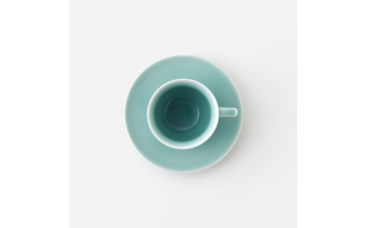【伊万里焼】青磁コーヒーカップ＆ソーサー 2客セット 027-H719