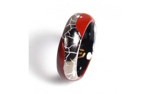 伊万里焼強化磁器指輪（白金彩貫入流水赤色）【要選択】 029-H776