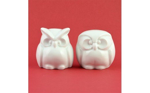 【伊万里焼】ふくろう2個セットインテリア 置物 縁起物 025-H468