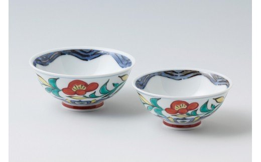 【伊万里焼】伊万里陶苑万歴花文 夫婦茶碗 070-H193