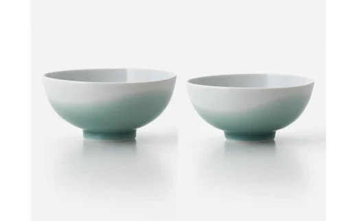 【伊万里焼】青磁波 夫婦茶碗 027-H817