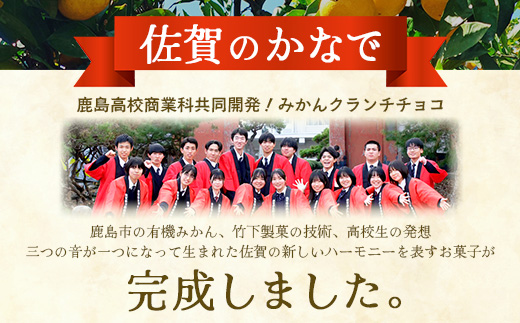 【鹿島高校 商業科 共同開発】みかん クランチチョコ 佐賀のかなで 鹿島産みかんパウダー使用 8箱（10本入×8箱）佐賀 鹿島 チョコレート ご当地スイーツ F-94