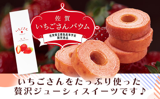 佐賀いちごさんバウム 5個入り 3箱 合計15個 バウムクーヘン バームクーヘン 焼菓子 スイーツ お菓子 佐賀 鹿島 九州 ご当地スイーツ A-193