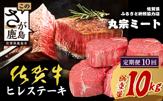 【定期便10カ月配送】佐賀牛ヒレステーキ200g×5枚 | 肉の女王 希少部位 感動 五感で味わう極上肉 ステーキ ヒレ 肉 牛肉 高級肉 国産 佐賀県 鹿島市 人気 送料無料　X-6