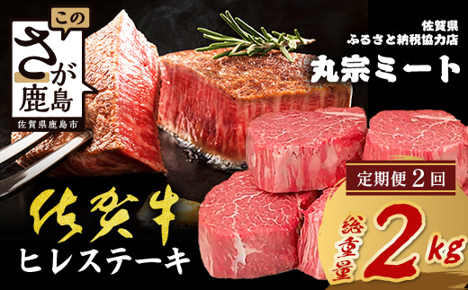 【定期便2カ月配送】佐賀牛ヒレステーキ200g×5枚 | 肉の女王 希少部位 感動 五感で味わう極上肉 ステーキ ヒレ 肉 牛肉 高級肉 国産 佐賀県 鹿島市 人気 送料無料　V-66
