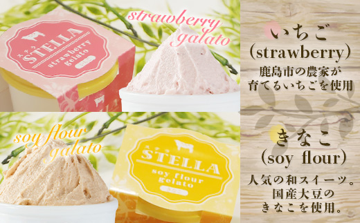 B-30 牧場直送！食べ比べ|しぼりたて生乳|極上ジェラートSTELLA8個90g×8個|ミルク 抹茶 いちご きなこ4種×2個| 厳選素材 アイス プレゼント 贈り物 お中元 お歳暮 ご自宅用 美味しい贅沢 絶品 上質 佐賀県 鹿島市 冷凍 送料無料 