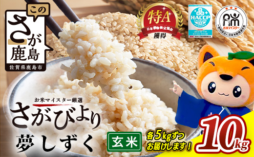 令和7年産 佐賀県産 さがびより 夢しずく 玄米 合計10kg (5kg×2種) 【お米マイスター厳選】B-120
