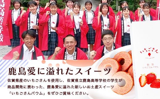 佐賀いちごさんバウム 5個入り 1箱 バウムクーヘン バームクーヘン 焼菓子 スイーツ お菓子 佐賀 鹿島 九州 ご当地スイーツ AA-55