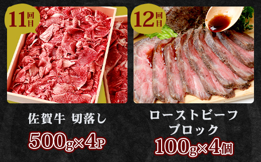 【定期便12回】佐賀牛 食べ比べ 定期便 モモスライス 肩ロース サーロインステーキ 切り落し ローストビーフ 焼肉 サイコロステーキ V-46