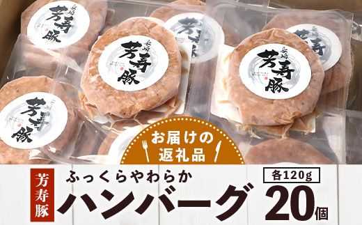 お肉屋さんが作った 国産 生ハンバーグ 2.4kg (120g×20個) 芳寿豚 ハンバーグ B-783