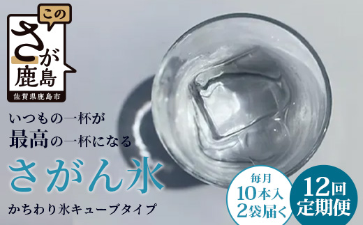 【12回定期便】さがん氷【かちわり氷】キューブタイプ【1.1ｋｇ×４袋】藤津製氷 氷 天然水使用 角氷 かき氷 多良岳山系 お試し 小分け氷 お酒 焼酎 リキュール サイダーと一緒にさがん氷L-56