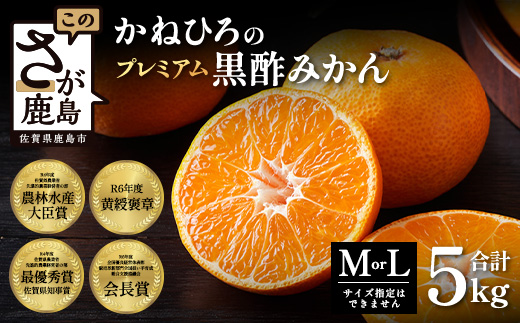 【2026年11月中旬頃～12月頃配送予定】プレミアム黒酢みかん 約5kg (M / Lサイズいずれか ) のし対応 温州みかん B-910