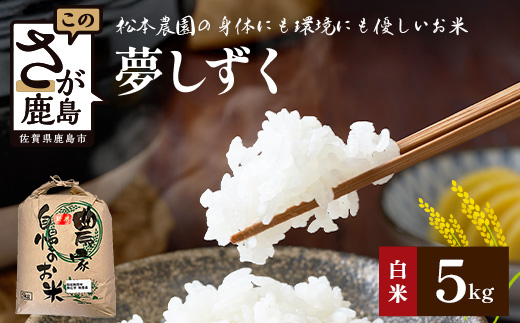 【令和8年度《新米》先行予約】 佐賀県産 夢しずく ５kg【身体に優しい手作り土壌の夢しずく】松本農園 D-283