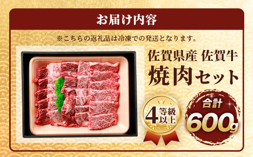 佐賀牛 焼肉セット 600g BBQ バーベキュー 焼き肉 バラ モモ D-191