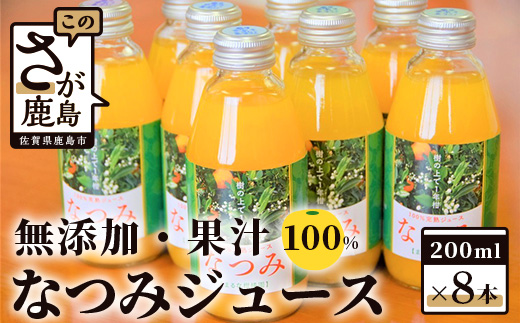 B-123　無添加100％南津海（なつみ）ジュース（200ｍｌ×8本）