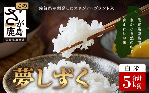【鹿島市産】＼生産者直送／ 夢しずく 白米5kg　夢しずく 佐賀県産夢しずく 佐賀県鹿島市 お米 米 精米 玄米 ふるさと納税 お米 ご家庭用米 主食ギフト 美味しいお米 お取り寄せ 贈答用米 食卓応援　C-151