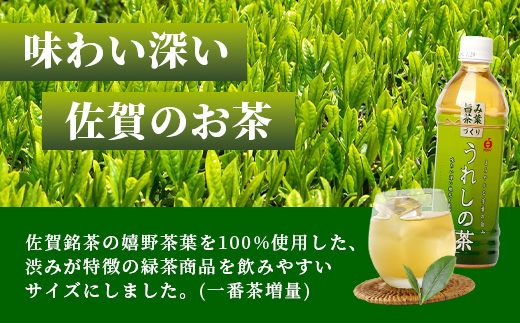 工場直送！うれしの茶 500ml×24本入 《3回 定期便》箱買い セット お茶 飲料 緑茶 飲み切りサイズ うれしの 嬉野茶 ペットボトル 24本入り 500ml ストック ギフト 贈り物 贈答 お中元 お歳暮 季節の変わり目 旬 備蓄 備え 佐賀県 鹿島市 F-97