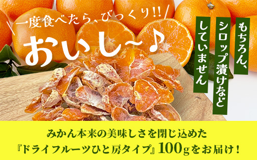 みかんを使ったドライフルーツ (ひと房) 100g　｜佐賀県 鹿島市 みかんドライフルーツ みかん ドライフルーツ 無添加 有機 国産 ドライみかん 無添加 おやつ 砂糖不使用 オーガニック 体にやさしい お菓子 子供 安心 妊婦 美容 高齢者｜　A-206