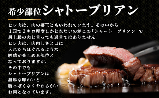 佐賀牛　最高級部位『シャトーブリアン』800ｇ（200ｇ×４枚）＋今だけ！！　佐賀牛　カルビ焼き肉用300ｇ　佐賀県鹿島市　N-16