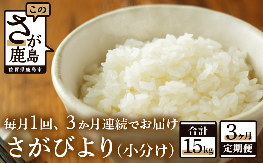 D-131【新鮮米】鹿島市産さがびより５kg×３か月定期便【１等米】