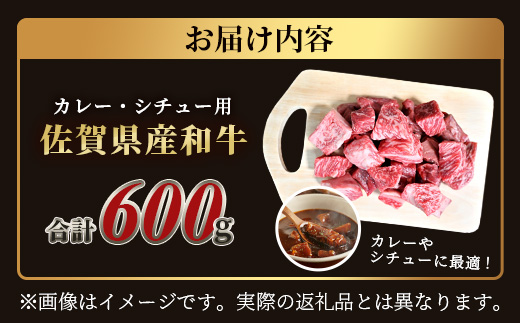 B-81 ＼生活応援／佐賀産 和牛 カレー・シチュー用 600g 佐賀産和牛 肉 佐賀 牛肉 佐賀県 鹿島市 冷凍 送料無料 人気