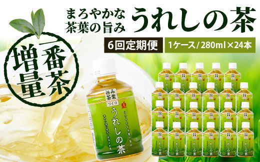工場直送！うれしの茶 280ml×24本入 《6回 定期便》箱買い セット お茶 飲料 緑茶 飲み切りサイズ うれしの 嬉野茶 ペットボトル 24本入り 280ml ストック ギフト 贈り物 贈答 お中元 お歳暮 季節 旬 備蓄 備え 佐賀県 鹿島市 H-56