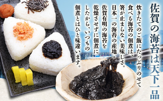 佐賀海苔 生のり佃煮 3個 セット 100g×3個 合計300g プレーン 梅肉入り 柚子入り 3種類 生のり 生海苔 海苔 のり 詰め合わせ 食べ比べ 海産 有明海 国産 九州産 佐賀県産 鹿島市産 送料無料 A-2