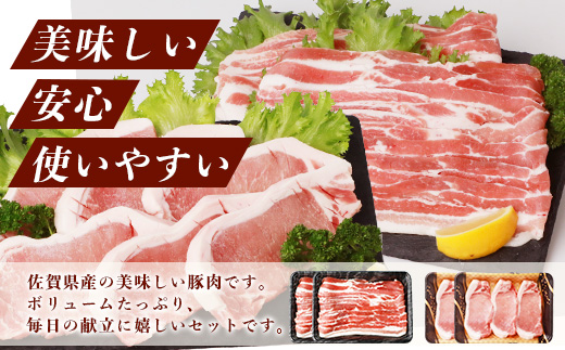 B-587　佐賀県産豚肉 バラスライス ＆ ロースかつ用 (合計1.36kg) 