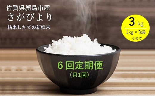 E-90【新鮮米】鹿島市産さがびより３kg×６か月定期便【１等米】