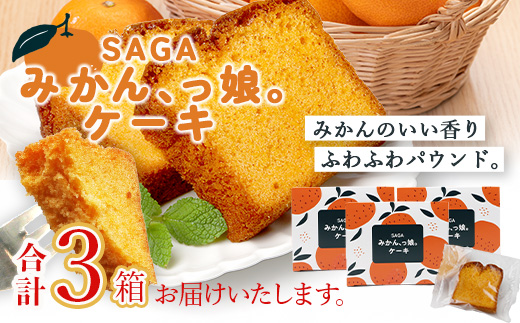 SAGAみかん、っ娘。ケーキ 3箱（合計12個入り）B-859 スイーツ ケーキ 焼き菓子 焼菓子 みかん ミカン 蜜柑 みかんケーキ ミカンケーキ お土産 ご当地スイーツ プレゼント ギフト おみやげ