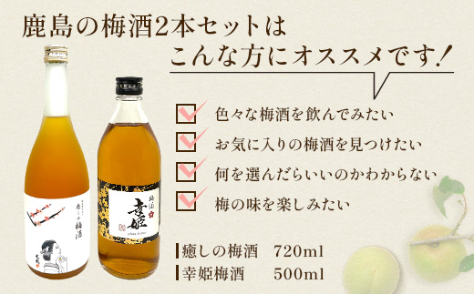 【梅酒セット】鹿島の梅酒2本セット 【光武 癒しの梅酒 720ml 1本】・【幸姫梅酒 500ml 1本】B-811