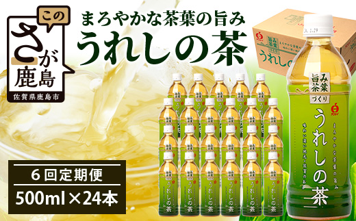 工場直送！うれしの茶 500ml×24本入 《6回 定期便》箱買い セット お茶 飲料 緑茶 飲み切りサイズ うれしの 嬉野茶 ペットボトル 24本入り 500ml ストック ギフト 贈り物 贈答 お中元 お歳暮 季節の変わり目 旬 備蓄 備え 佐賀県 鹿島市 J-35