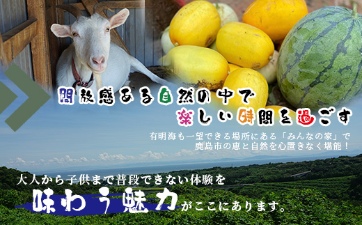 【自然豊かで見晴らし最高！！】農業体験と宿泊プラン（１名様分）　佐賀県鹿島市　民宿　みんなの家