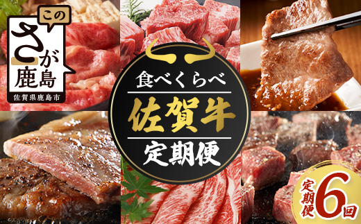 【定期便6回】佐賀牛 食べ比べ 定期便 6ヶ月 6ヵ月 焼肉 焼き肉 すきやき すき焼き しゃぶしゃぶ サイコロステーキ ステーキ I-29