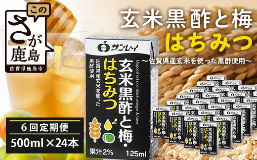 玄米黒酢と梅はちみつ 125ml×24本 6回 定期便 清涼飲料水 飲みやすい サンレイ 紙パック 飲料 飲み物 さわやか サッパリ 健康 美容 抗酸化作用 リピーター 美味しい ストック 定期 常備 人気 送料無料 佐賀県 鹿島市 H-57