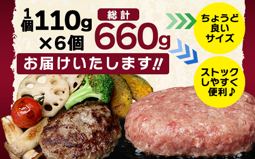佐賀牛 手ごねハンバーグ 110g×6個【合計660g】牛肉 手ごね ハンバーグ 惣菜 E-164