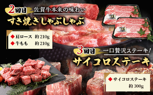 【定期便6回】佐賀牛 食べ比べ 定期便 6ヶ月 6ヵ月 焼肉 焼き肉 すきやき すき焼き しゃぶしゃぶ サイコロステーキ ステーキ I-29