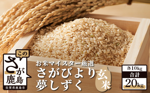 佐賀県産 さがびより 夢しずく 玄米 合計20kg （ 10kg × 2種 ） お米マイスター厳選 D-35 お米 令和7年産 セット 食べ比べ