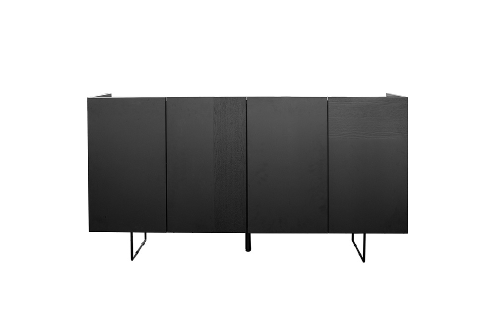デルノ 150 サイドボード【ブラック 完成品 モダン 木目 リビング収納 大容量 おしゃれ】(H062363)