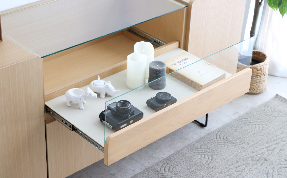 【東馬家具】アトリス SB 150 NA【コレクション ガラスケース キャビネット 木目 高級感 シンプル 和室 洋室 ショーケース 収納力 リビング 完成品 脚のみ取付】(H060624)