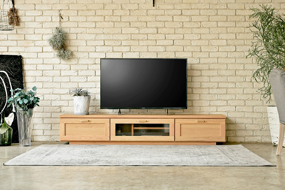 ビルネ 180 TVボード NA【ナチュラル 完成品 真鍮 テレビ台 木製 高級感 リビング収納】(H062378)