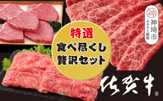 【3回定期便】佐賀牛特選食べ尽くし贅沢セット【佐賀牛 お肉 牛肉 すき焼き しゃぶしゃぶ ステーキ サーロイン】(H996P101)