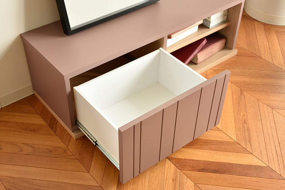 ロモ 107 ローボード BR【ブラウン 完成品 くすみカラー テレビ台 おしゃれ アクセント家具】(H062404)