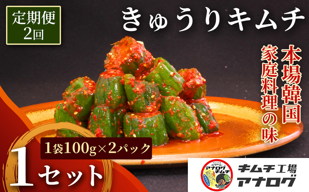 【2カ月定期便】熟成秘伝のオイ(きゅうり)キムチ(100g×2パック)【きゅうりキムチ 発酵キムチ 本格キムチ 国産手作り ご飯のお供 国産きゅうり 九州産 旨辛 特製ダレ】(H104198)