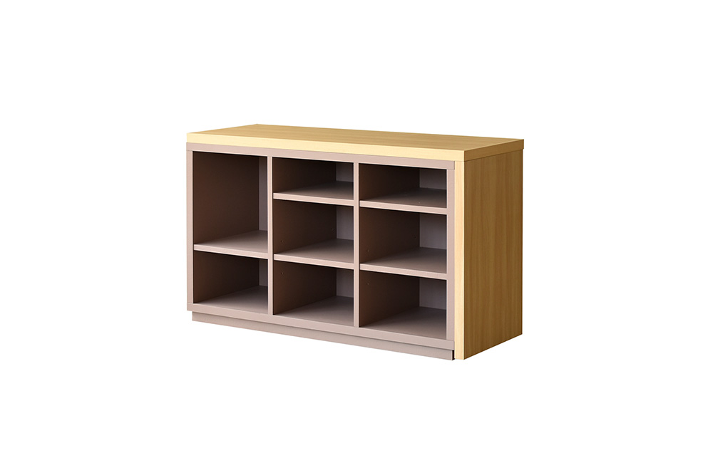 アグレ シェルフデスク BR【ブラウン 完成品 L字 収納 学習机 子供部屋 スライド天板】(H062321)