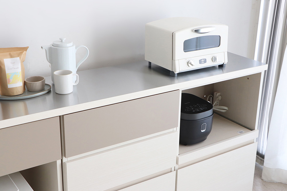 【東馬家具】クラージュ180組合せ_60ダスト引出+60チェスト+60OP引出+180天板ステン【キッチンカウンター キッチン リビング 収納 国産 シンプル ふるさと納税】(H060678)