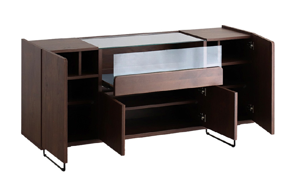 【東馬家具】アトリス SB 150 BR【コレクション ガラスケース キャビネット 木目 高級感 シンプル 和室 洋室 ショーケース 収納力 リビング 完成品 脚のみ取付】(H060623)