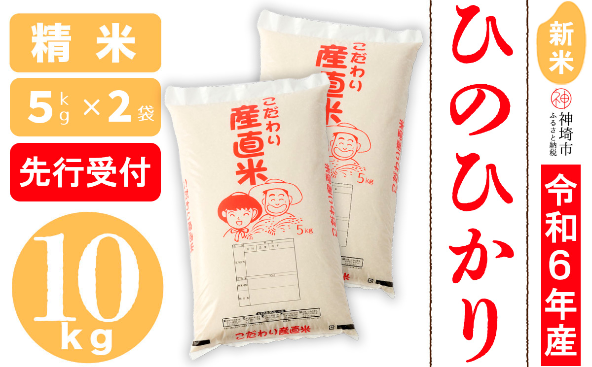 【令和6年産 新米先行受付】ひのひかり 精米 5kg×2【11月中旬より順次発送 おいしい 国産 ブランド 白米 佐賀県 神埼市】(H061255)